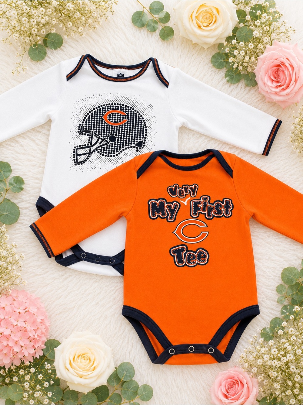 Chicago Bears Infant Long-Sleeve Bodysuit Set - Orange & White